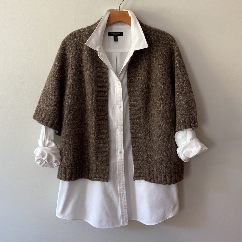 Mercer & Madison Alpaca Wool Blend Cardigan Sweater Brown Mix Size Large